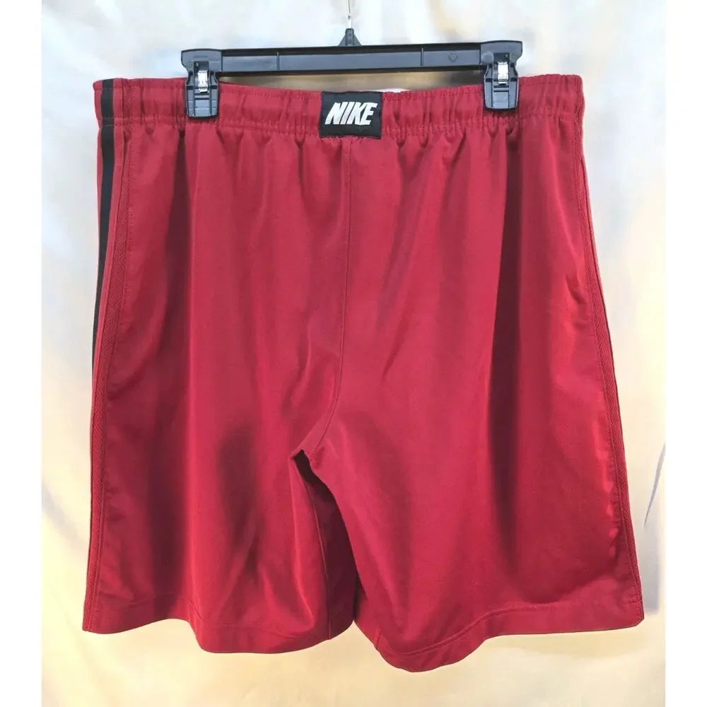 Nike Men's Large Red Athletic Shorts Basketball Sports Pockets Elastic Everyday